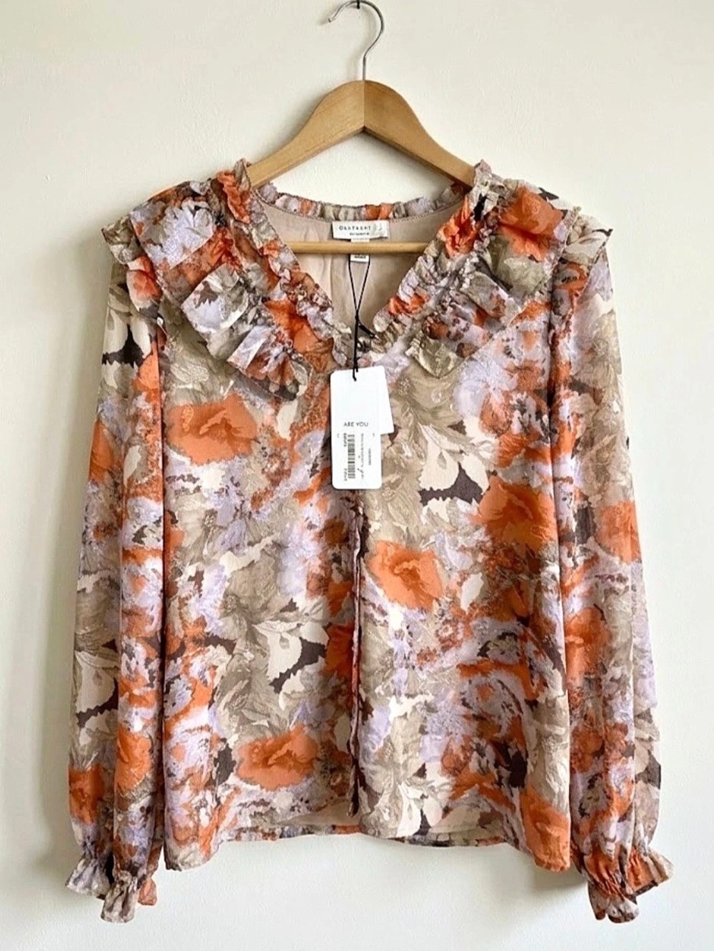 NWT Current Air Floral Ruffle Long Sleeve Blouse Size XS